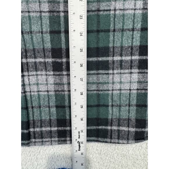LL Bean Shirt Men Large Green Plaid Chamois Flannel Vintage Heavyweight Trad Fit - Picture 5 of 15